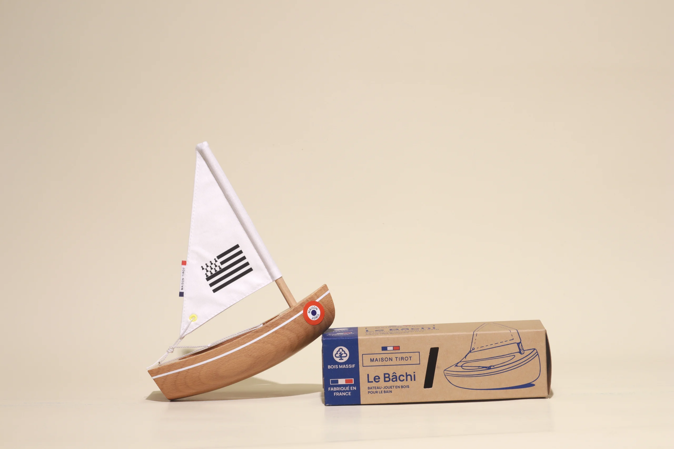 Bachi bois naturel / vernis brillant sérigraphié "Drapeau Breton" de la Maison Tirot